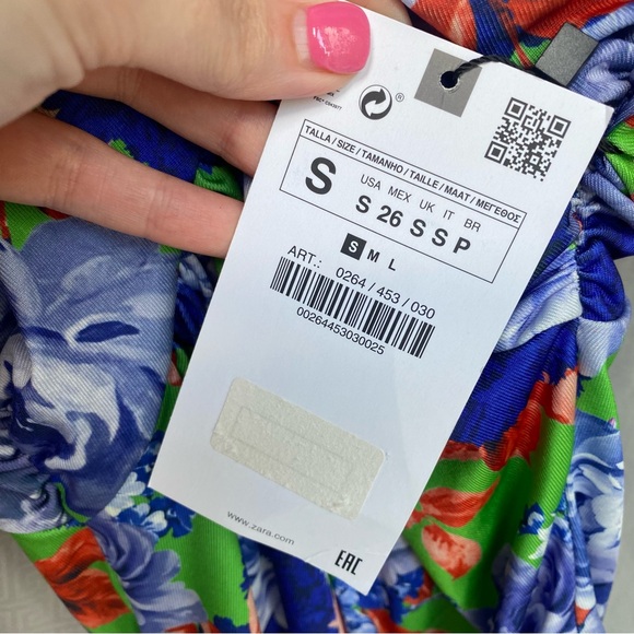 Zara Floral Asymmetrical Bodysuit Size Small NWT - Picture 13 of 16